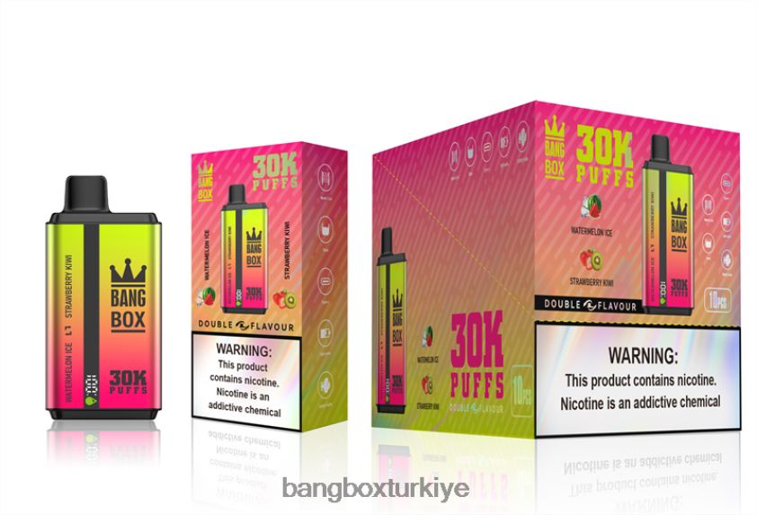 Bang Box Flavors - Bang Box 30000 puf çift tat J4H2N462 karpuzlu buz ve çilekli kivi