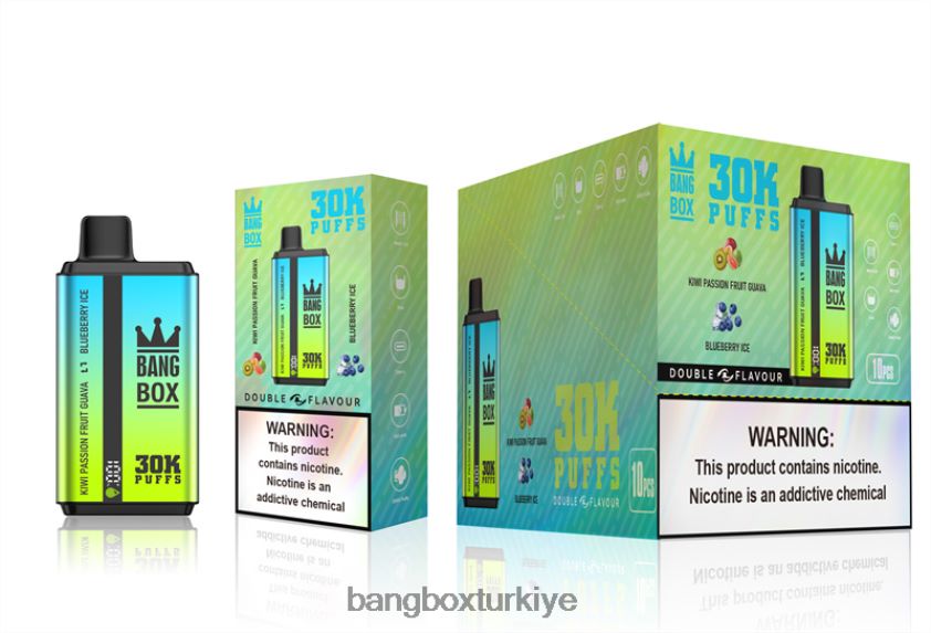 Bang Box Puff - Bang Box 30000 puf çift tat J4H2N465 kivi çarkıfelek meyvesi guava ve yaban mersini dondurması
