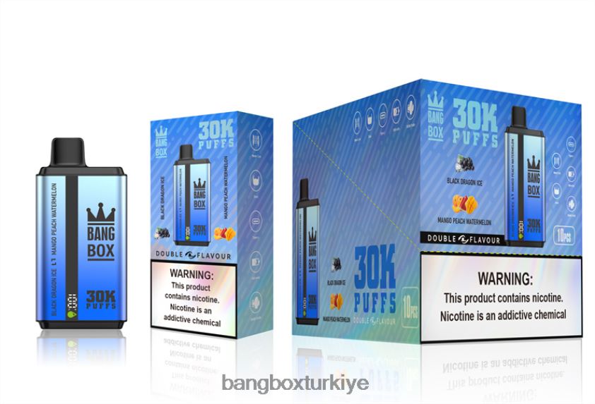 Bang Box Turkiye - Bang Box 30000 puf çift tat J4H2N471 siyah ejderha buz ve mango şeftali karpuz