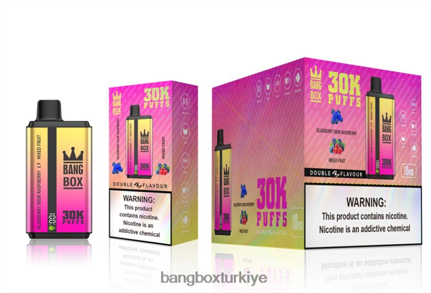 Bang Box Vape - Bang Box 30000 puf çift tat J4H2N466 yaban mersini ekşi ahududu ve karışık meyve