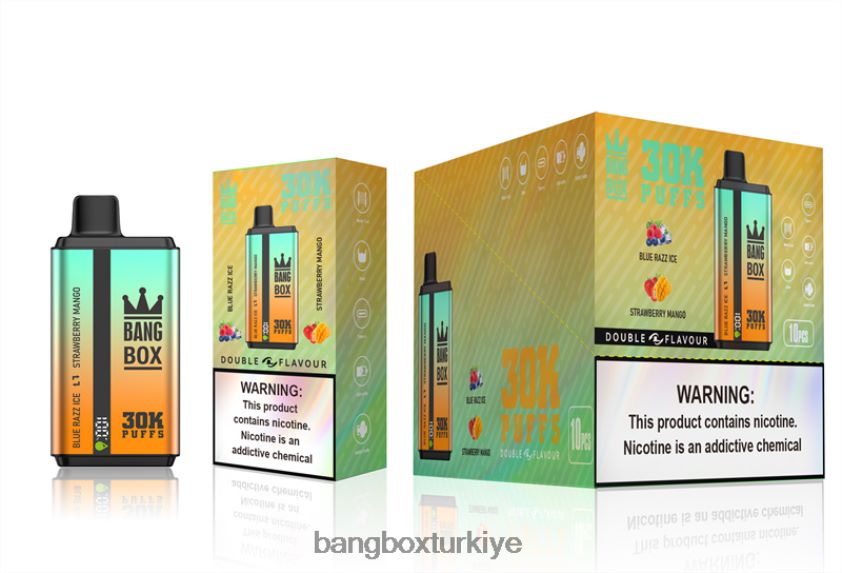 Bang Box Vape - Bang Box 30000 puf çift tat J4H2N473 mavi razz buz ve çilekli mango