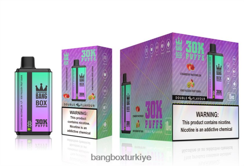 Bang Box Vape Flavors - Bang Box 30000 puf çift tat J4H2N470 çilek karpuz ve kivi çarkıfelek meyvesi guava