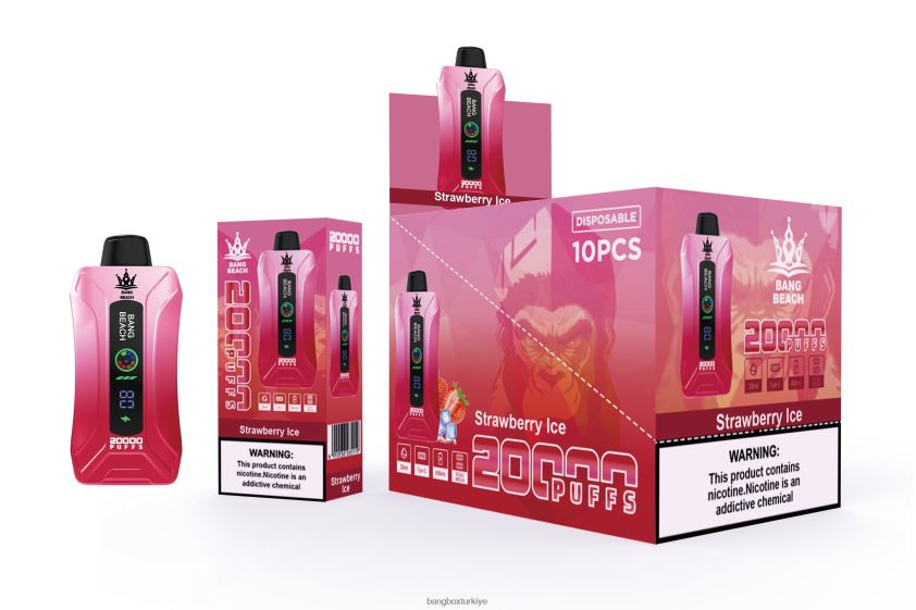 Bang Box Flavors - Bang Beach 20000 nefes akıllı ekran vape J4H2N46 çilekli buz