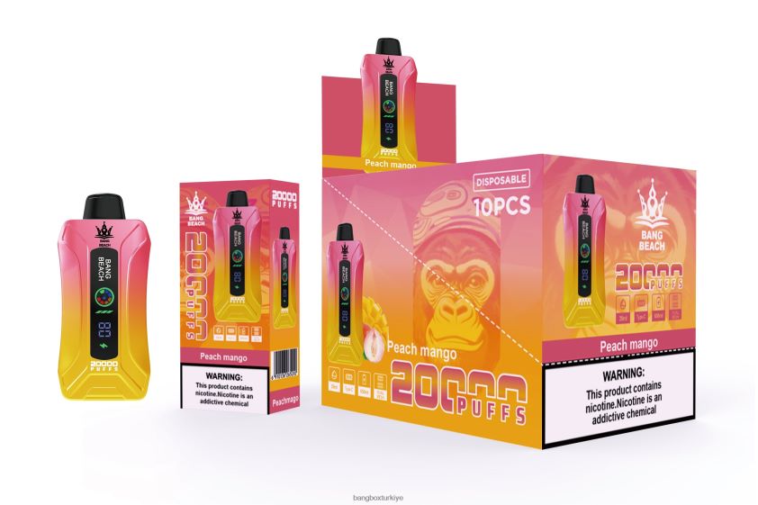 Bang Box Puff - Bang Beach 20000 nefes akıllı ekran vape J4H2N42 şeftali mango