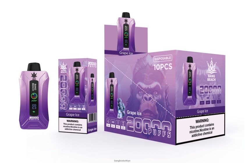 Bang Box Vape - Bang Beach 20000 nefes akıllı ekran vape J4H2N410 üzüm buzu