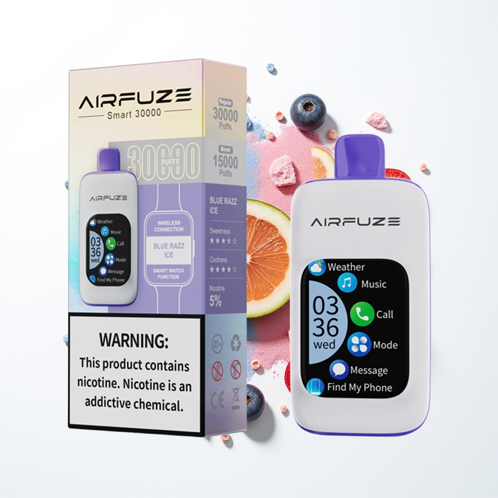 AirFuze Smart 30000 Puffs Mavi Ahududu Buz Dokunmatik Ekran Tip-C