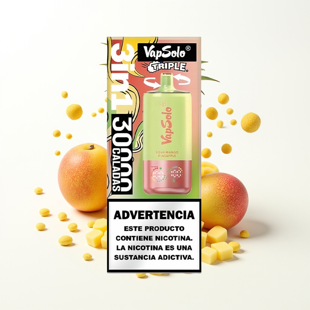 Vapsolo Triple 30000 Puffs Ekşi Mango Ananas 40ml Type-C