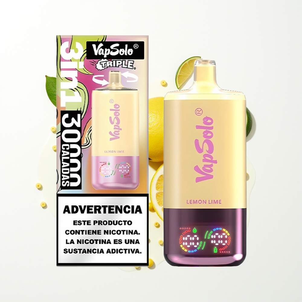 Vapsolo Triple 30000 Puffs Limoni Lime Tip-C Şarj 40ml