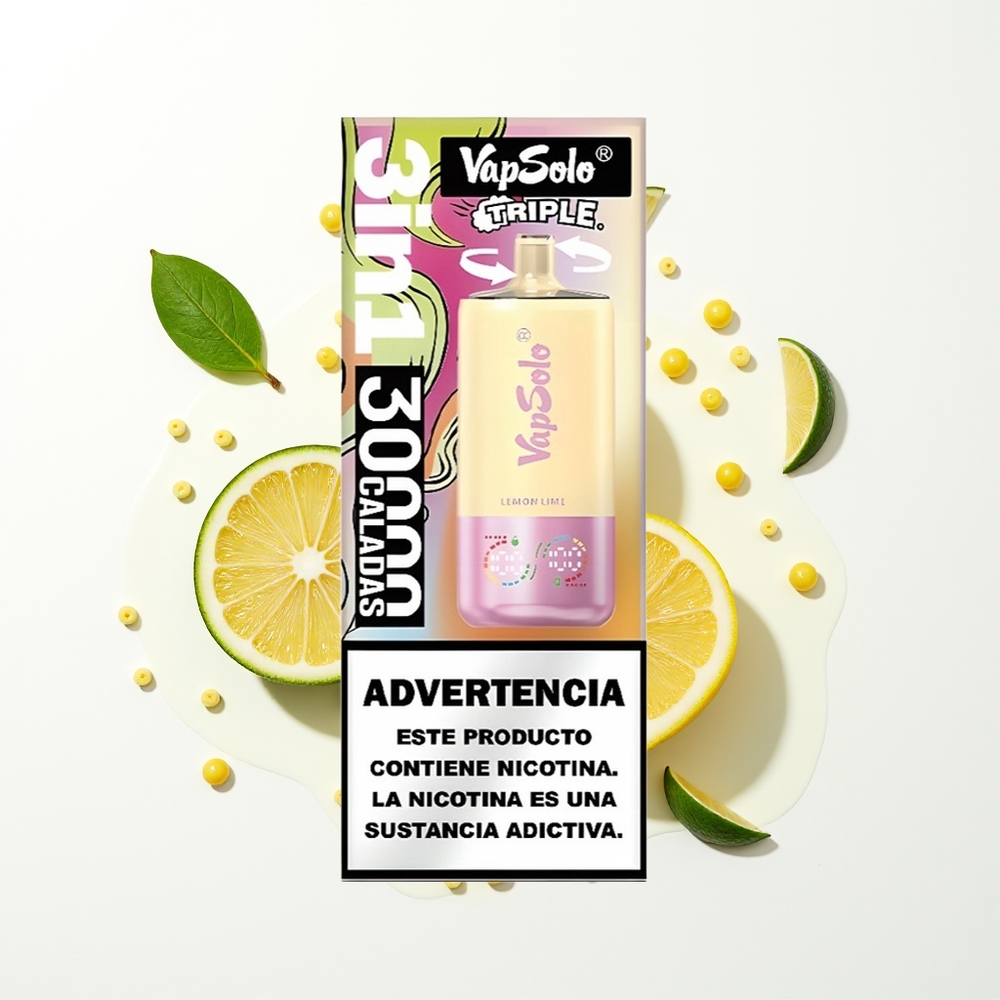 Vapsolo Triple 30000 Puffs Limoni Lime Tip-C Şarj 40ml