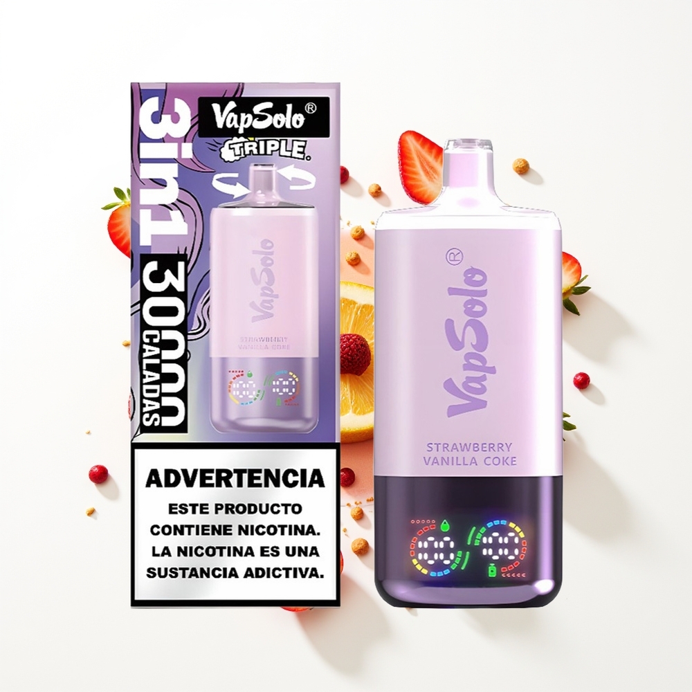 Vapsolo Triple 30000 Puffs Çilek Vanilyalı Kola 40ml Type-C