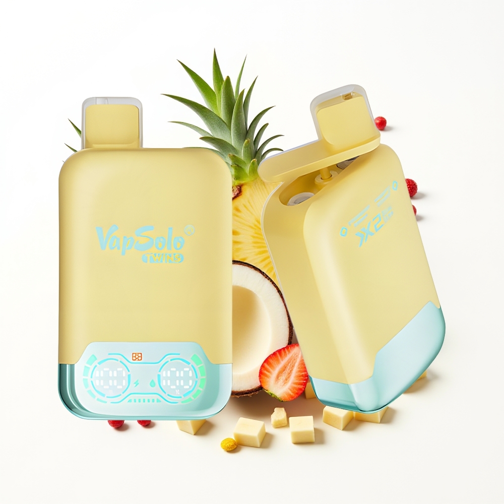 Vapsolo Twins 20000 Puffs Ananas Hindistan Cevizi & Çilek Muz 40ml Çift Tank Type-C