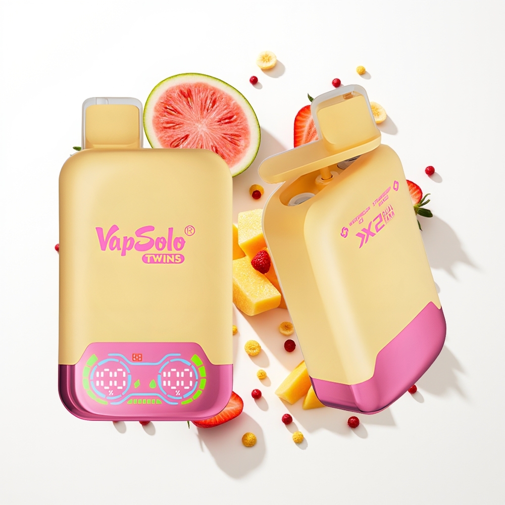 Vapsolo Twins 20000 Puffs Karpuz Buz & Çilek Mango 40ml Çift Tank Type-C