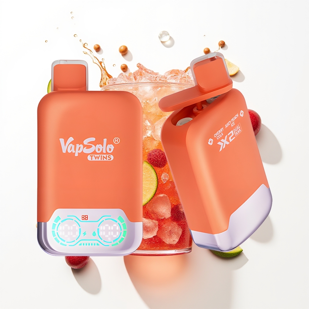 Vapsolo Twins 20000 Puffs Kiraz Kola & Şeftali Buz 40ml Çift Tank Type-C