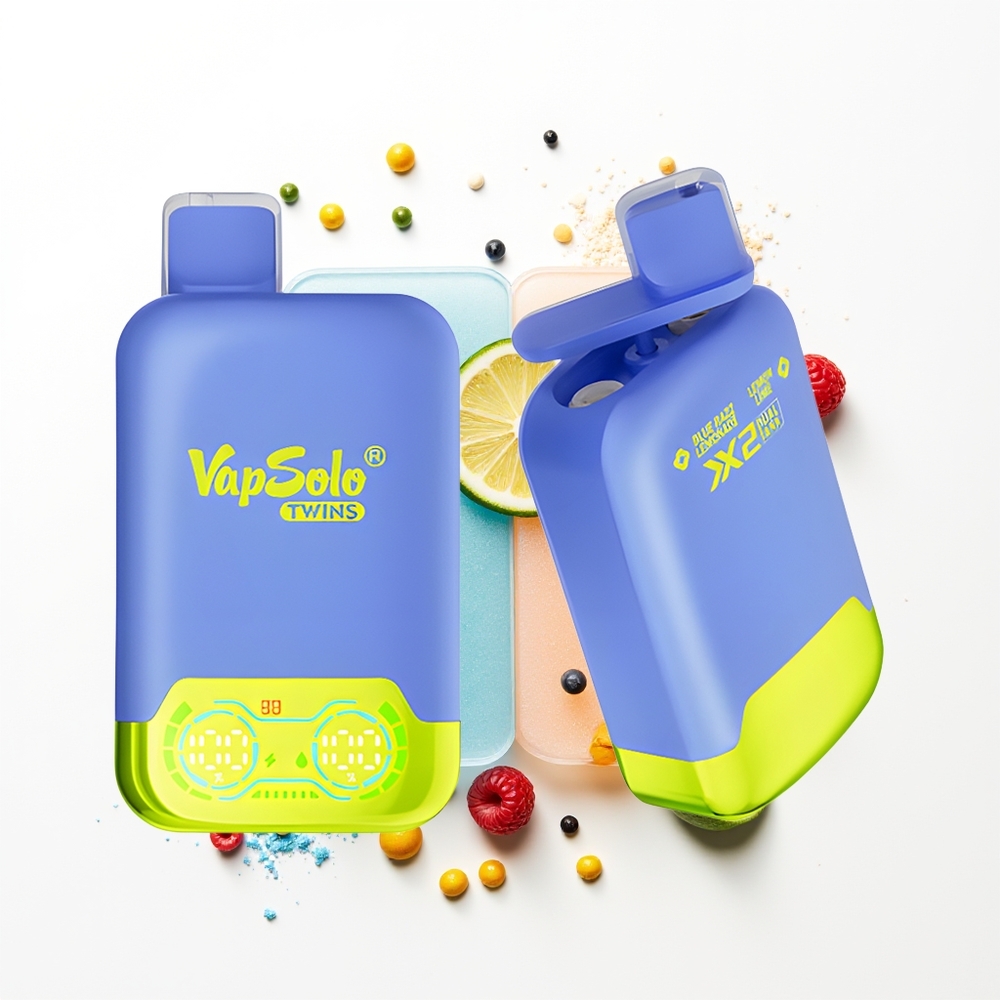 Vapsolo Twins 20000 Puffs Mavi Ahududu Limonata & Limon Lime 40ml Type-C