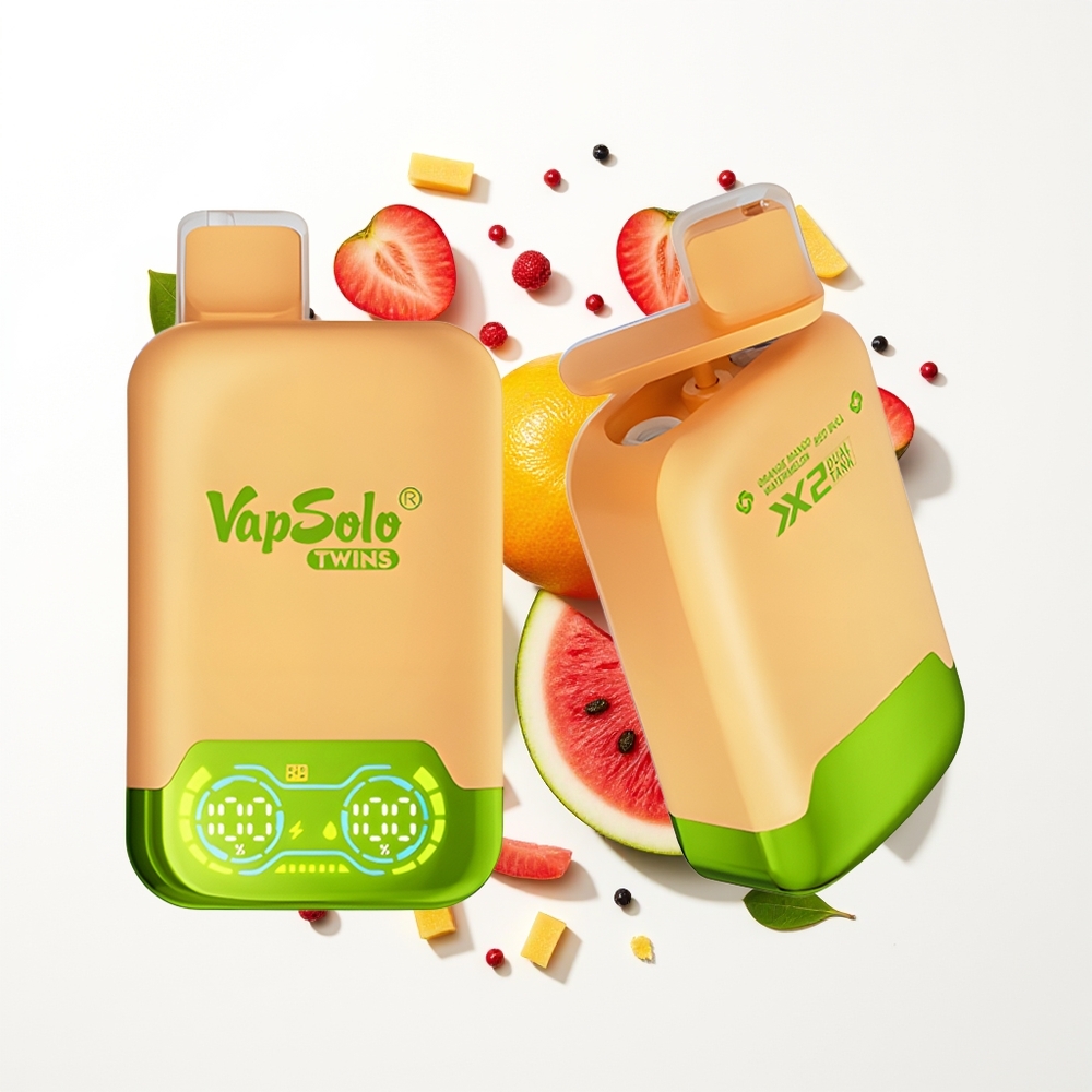 Vapsolo Twins 20000 Puffs Portakal Mango Karpuz & Red Bull 40 ml Çift Tank Tip-C