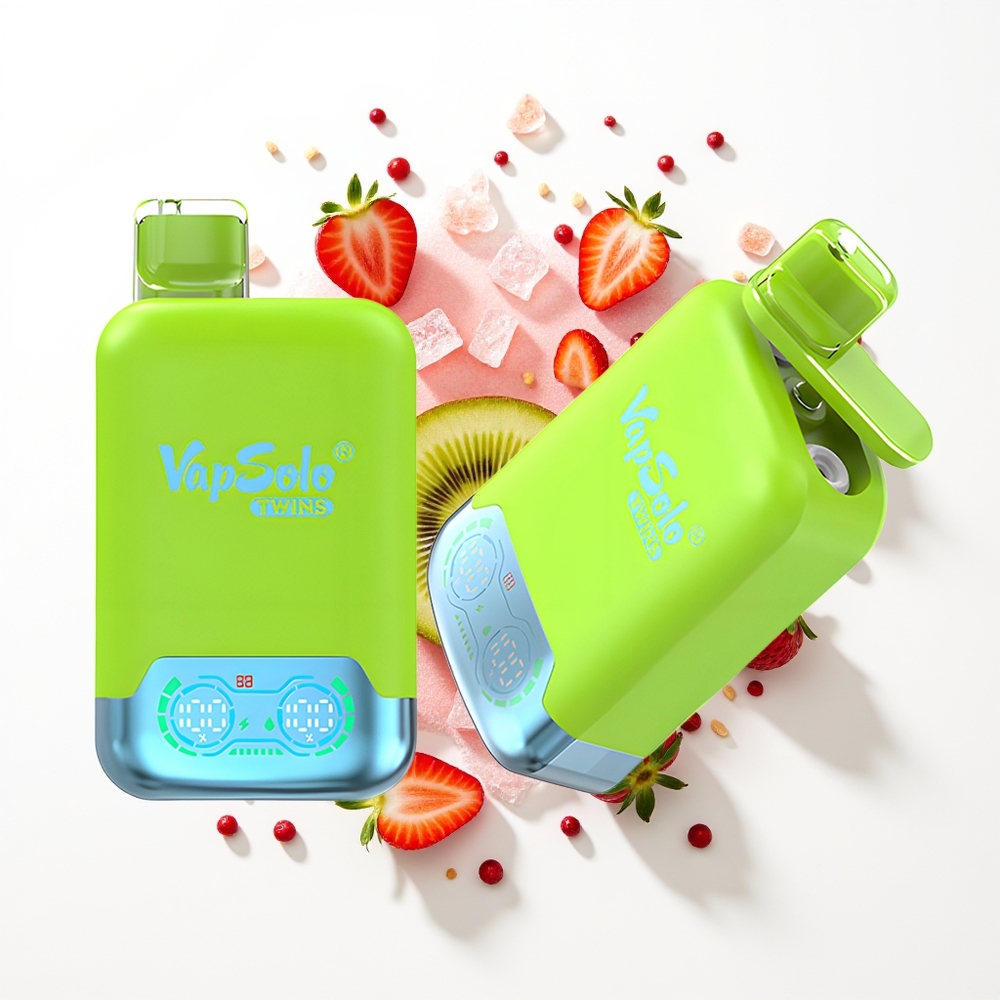 Vapsolo Twins 20000 Puffs Çilek Ahududu Vişne Buz ve Çilek Kivi Buz - 40 ml, Tip-C
