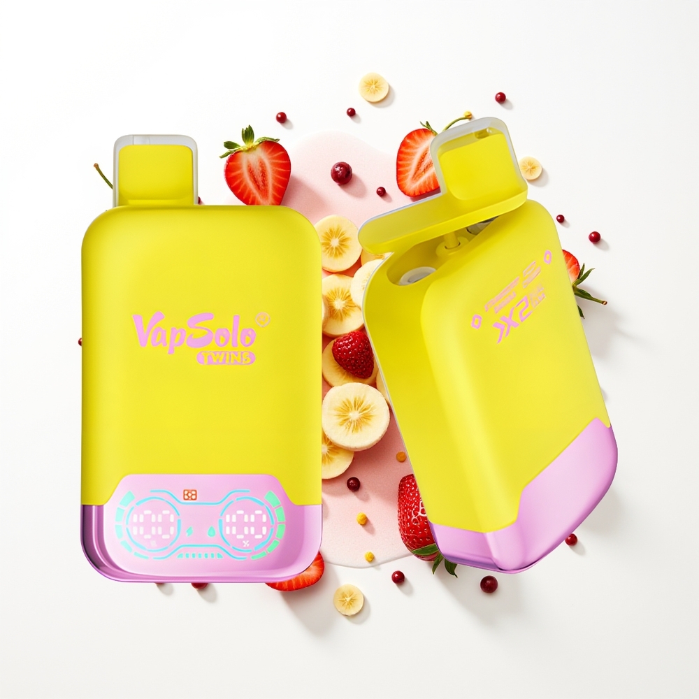 Vapsolo Twins 20000 Puffs Çilek Muz & Gazlı Kiraz ve 40 ml Çift Tank