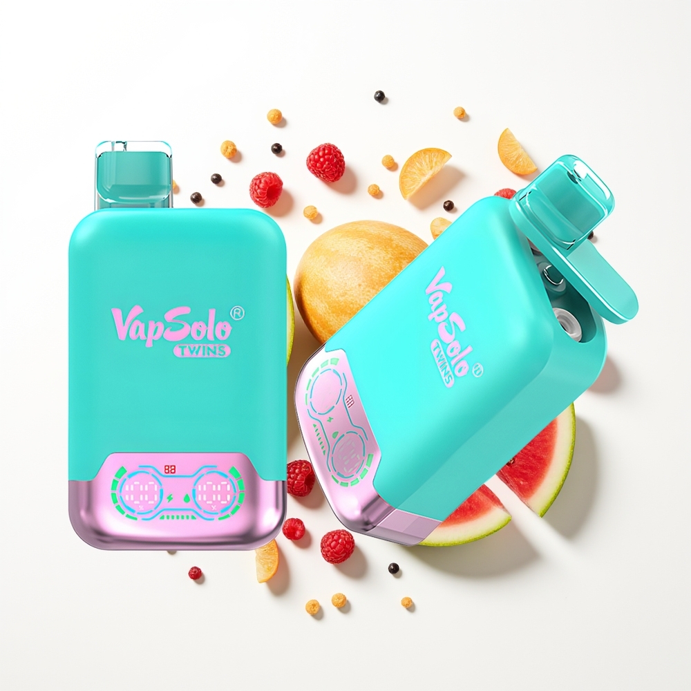 Vapsolo Twins 20000 Puffs Üçlü Kavun & Ahududu Karpuz 40ml Tip-C