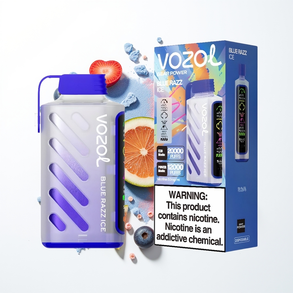 VOZOL Gear Power 20000 Puffs Mavi Ahududu Buz Dual Mesh Ekran
