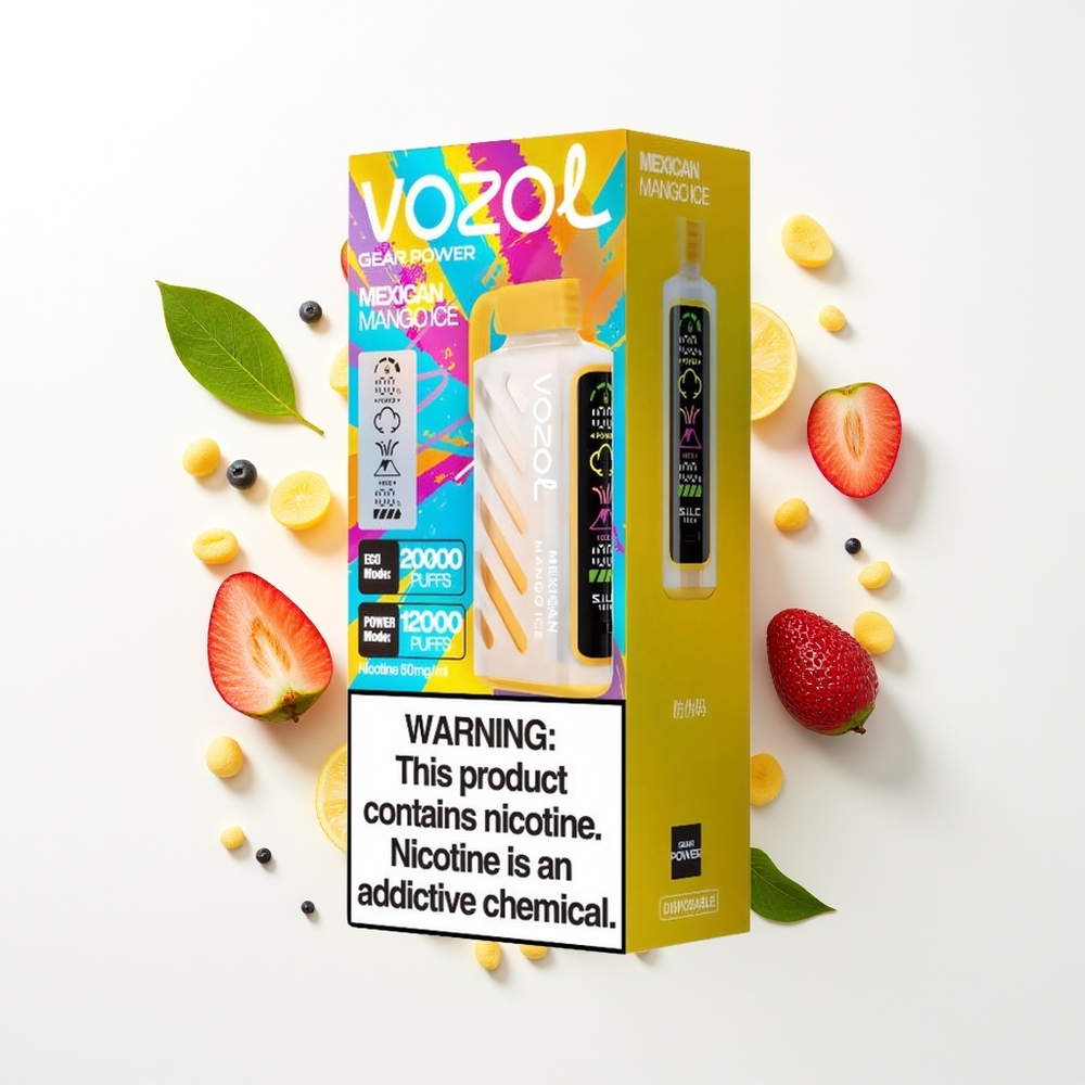 VOZOL Gear Power 20000 Puffs Türk Mango Buz Ekran ve Çift Örgülü