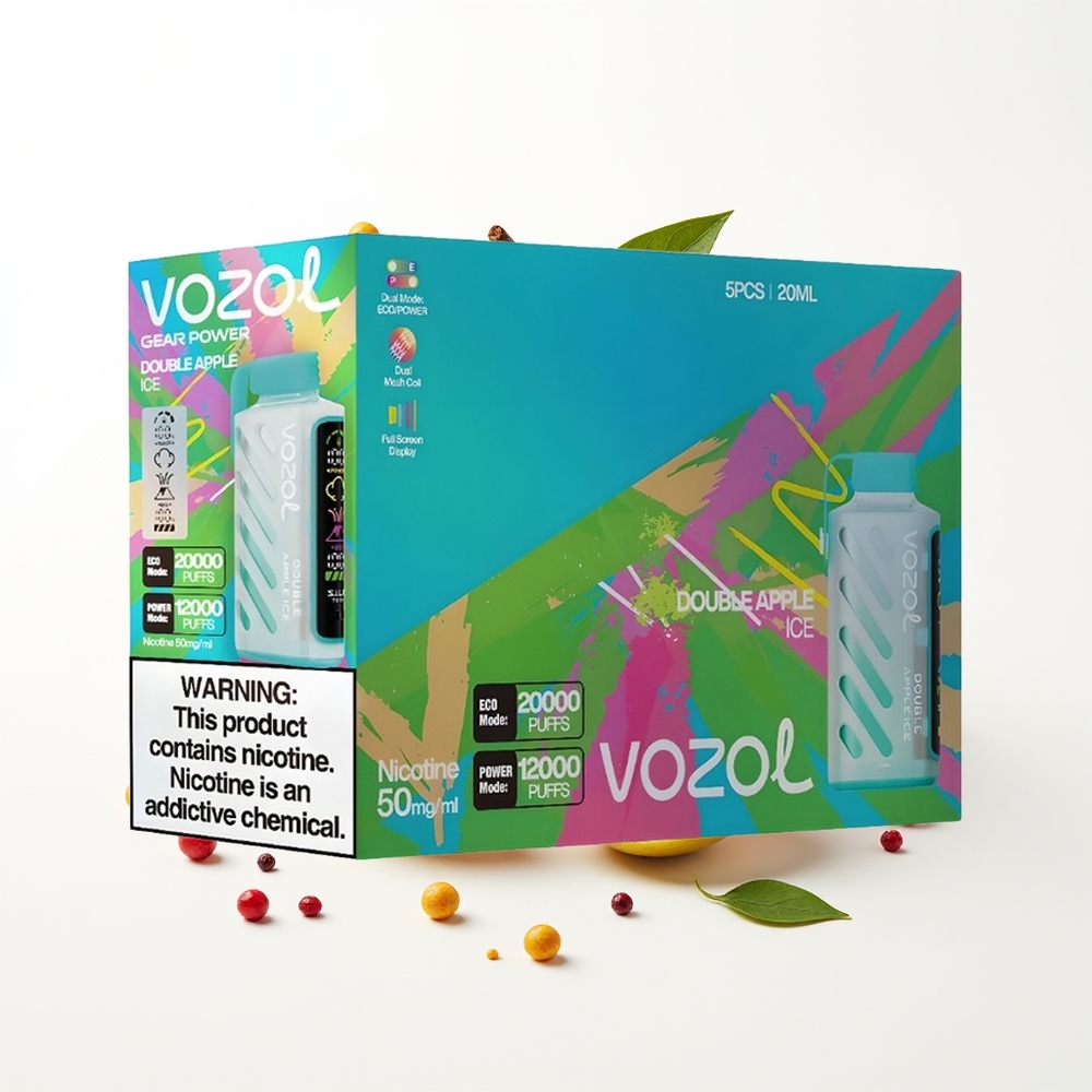 VOZOL Gear Power 20000 Puffs Çift Elma Buz Dual Mesh Coil Full Screen Display