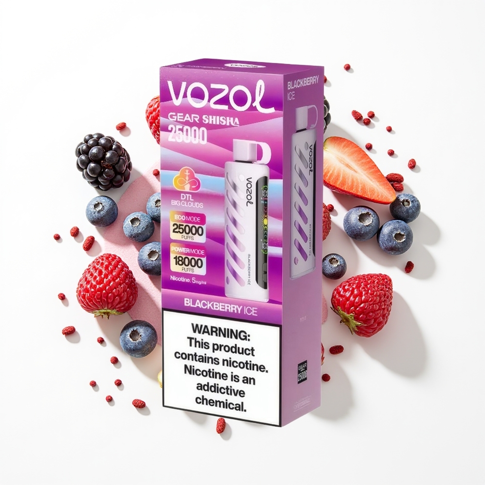 VOZOL Gear Shisha 25000 Puffs Böğürtlen Buz Dual Mesh 5mg/ml