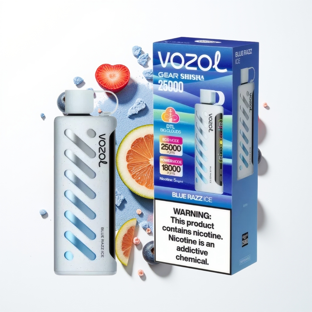 VOZOL Gear Shisha 25000 Puffs Mavi Ahududu Buz Çift Ağ Akıllı Çip
