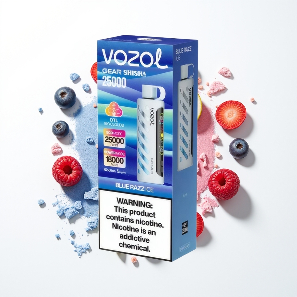VOZOL Gear Shisha 25000 Puffs Mavi Ahududu Buz Çift Ağ Akıllı Çip