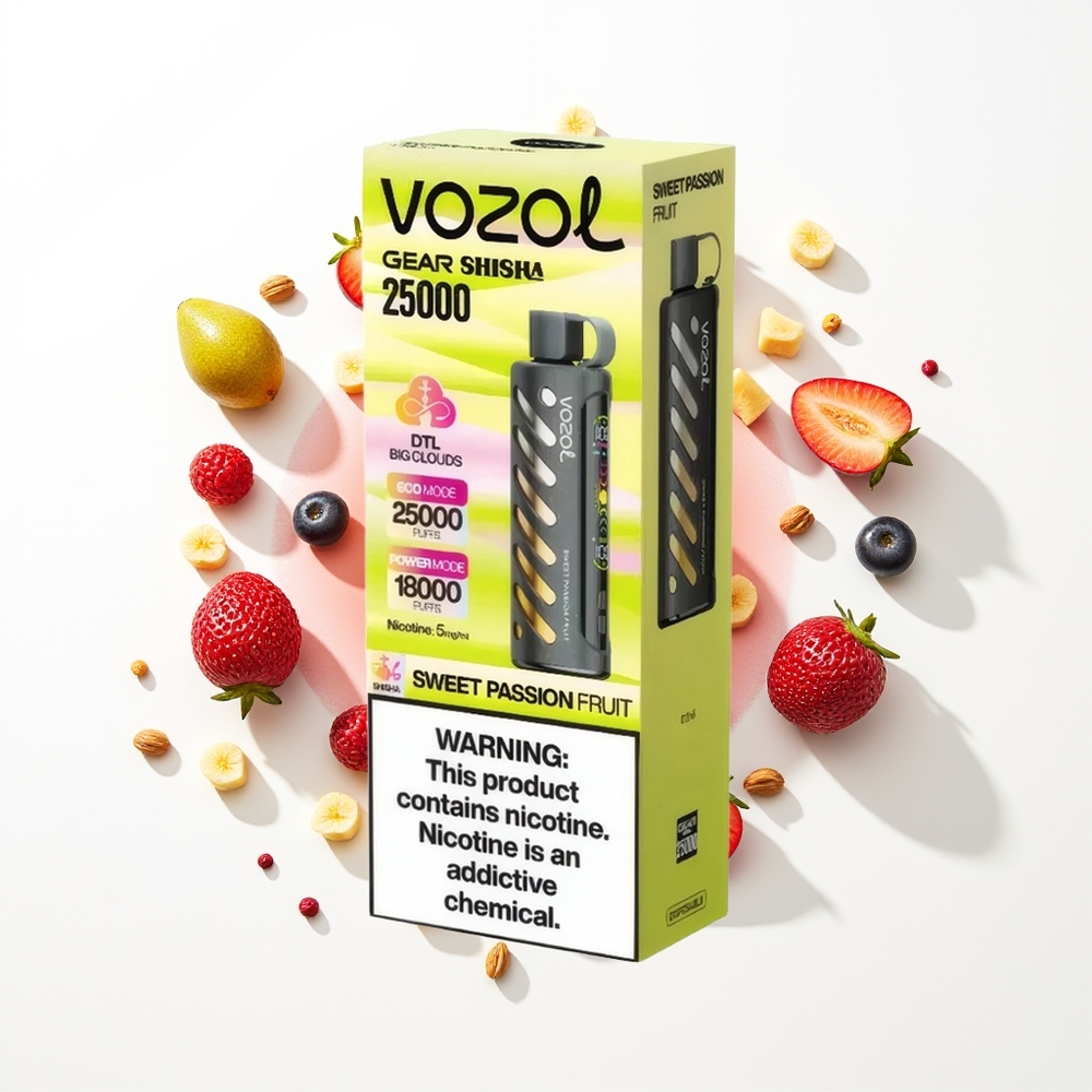 VOZOL Gear Shisha 25000 Puffs Tatlı Tutku Meyvesi - Akıllı Çip ve Çift Mod