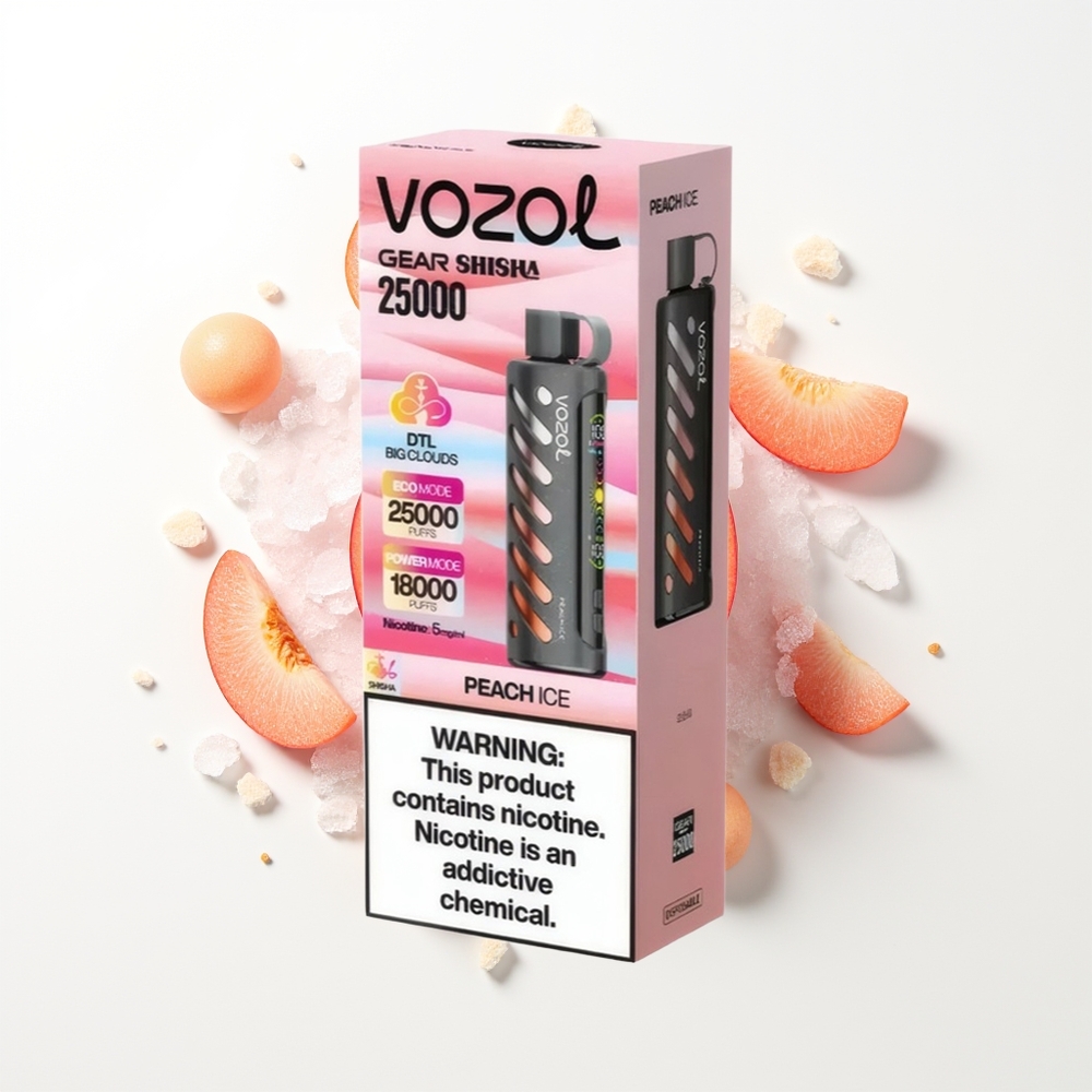VOZOL Gear Shisha 25000 Puffs Şeftali Buz Dual Mesh 5mg