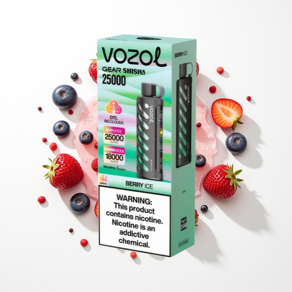 VOZOL Gear Shisha 25000 Puffs Çilek Buzu Akıllı Çift Mod