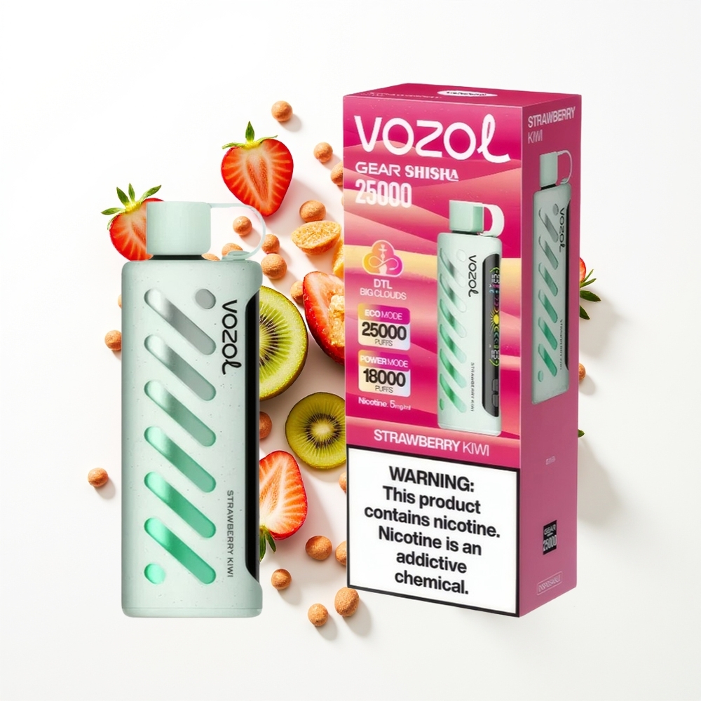 VOZOL Gear Shisha 25000 Puffs Çilek Kivi Aromalı Çift Mesh Akıllı Şişe