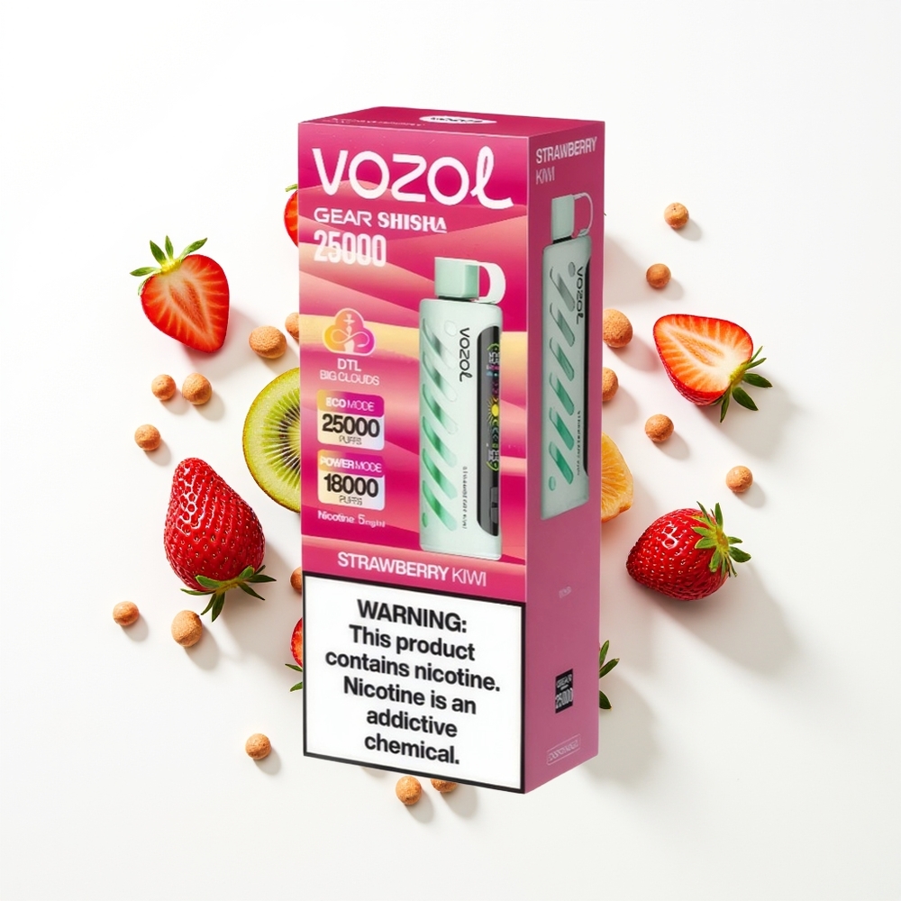 VOZOL Gear Shisha 25000 Puffs Çilek Kivi Aromalı Çift Mesh Akıllı Şişe