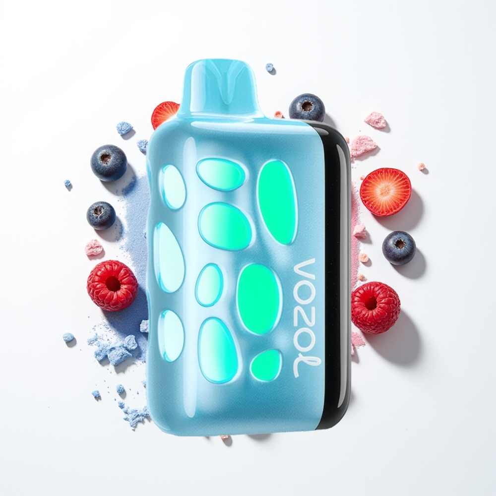 VOZOL RAVE 40000 Puffs Mavi Ahududu Buz Parlak Işık ve Hızlı Şarj